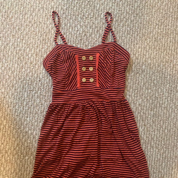 Orange and Black Striped Cotton Sundress - Picture 2 of 4